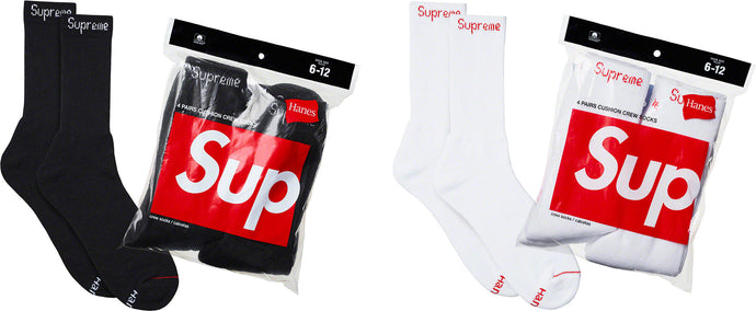 SUPREME®/HANES® Crew Socks (4 Pack) Size 6-12 – DaSecretTM